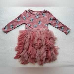 Pink Bluey Kids Dress with Ruffled Skirt